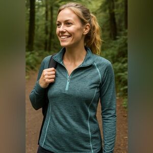 Columbia Heathered Teal Quarter-Zip Performance Top - Small
